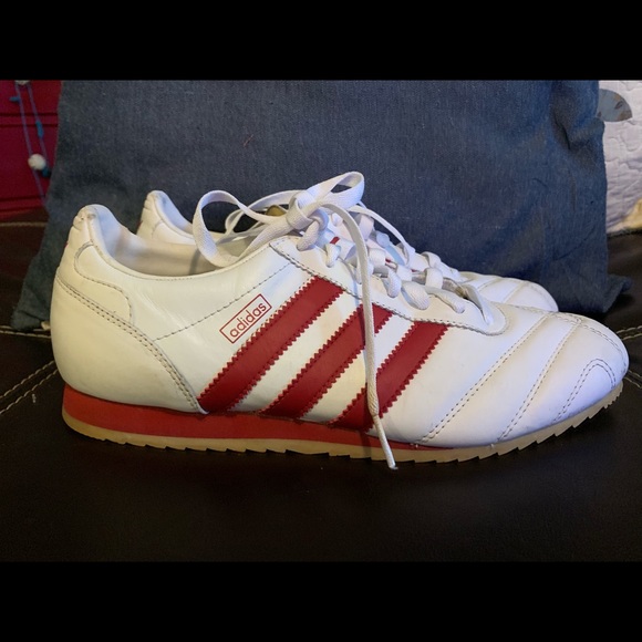 adidas | Shoes | Redwhite Striped Leather Adidas | Poshmark
